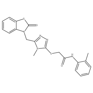2-((4-methyl-5-((2-oxobenzo[d]thiazol-3(2H)-yl)methyl)-4H-1,2,4-triazol-3-yl)thio)-N-(o-tolyl)acetamide结构式