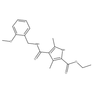 ethyl 4-((2-methoxybenzyl)carbamoyl)-3,5-dimethyl-1H-pyrrole-2-carboxylate结构式