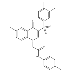 2-(3-((3,4-dimethylphenyl)sulfonyl)-6-methyl-4-oxoquinolin-1(4H)-yl)-N-(p-tolyl)acetamide结构式