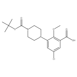 3-(4-(Tert-butoxycarbonyl)piperazin-1-yl)-5-chloro-2-methoxybenzoic acid结构式
