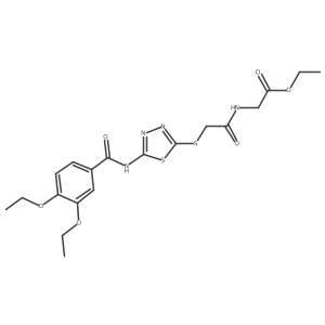 ethyl 2-[[2-[[5-[(3,4-diethoxybenzoyl)amino]-1,3,4-thiadiazol-2-yl]sulfanyl]acetyl]amino]acetate Structure