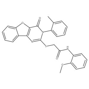 N-(2-methoxyphenyl)-2-((4-oxo-3-(o-tolyl)-3,4-dihydrobenzofuro[3,2-d]pyrimidin-2-yl)thio)acetamide结构式
