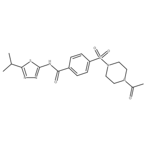 4-((4-acetylpiperazin-1-yl)sulfonyl)-N-(5-isopropyl-1,3,4-thiadiazol-2-yl)benzamide结构式