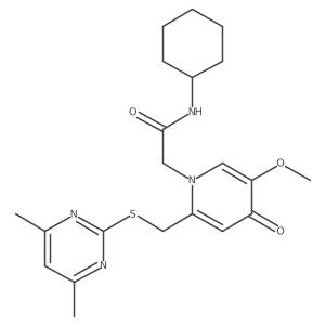 N-cyclohexyl-2-(2-(((4,6-dimethylpyrimidin-2-yl)thio)methyl)-5-methoxy-4-oxopyridin-1(4H)-yl)acetamide结构式