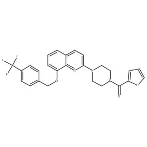Furan-2-yl(4-(8-((4-(trifluoromethyl)benzyl)oxy)quinolin-2-yl)piperazin-1-yl)methanone Structure