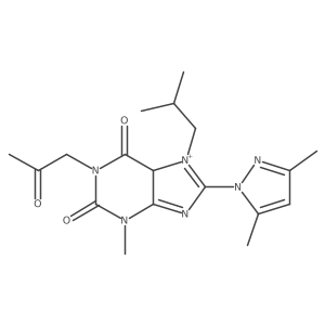 8-(3,5-dimethylpyrazol-1-yl)-3-methyl-7-(2-methylpropyl)-1-(2-oxopropyl)-5H-purin-7-ium-2,6-dione Structure