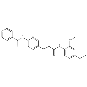 N-(6-((2-((2,4-dimethoxyphenyl)amino)-2-oxoethyl)thio)pyridazin-3-yl)benzamide Structure