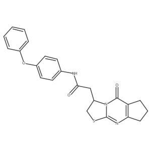 2-(5-oxo-2,3,5,6,7,8-hexahydrocyclopenta[d]thiazolo[3,2-a]pyrimidin-3-yl)-N-(4-phenoxyphenyl)acetamide结构式