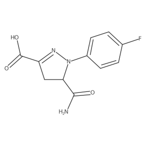 5-carbamoyl-1-(4-fluorophenyl)-4,5-dihydro-1H-pyrazole-3-carboxylic acid结构式