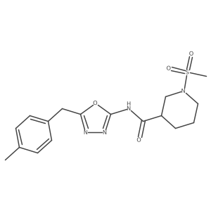 N-(5-(4-methylbenzyl)-1,3,4-oxadiazol-2-yl)-1-(methylsulfonyl)piperidine-3-carboxamide结构式