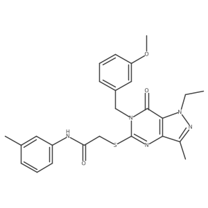 2-((1-ethyl-6-(3-methoxybenzyl)-3-methyl-7-oxo-6,7-dihydro-1H-pyrazolo[4,3-d]pyrimidin-5-yl)thio)-N-(m-tolyl)acetamide结构式