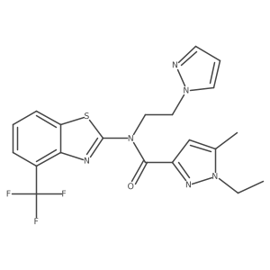 N-(2-(1H-pyrazol-1-yl)ethyl)-1-ethyl-5-methyl-N-(4-(trifluoromethyl)benzo[d]thiazol-2-yl)-1H-pyrazole-3-carboxamide Structure
