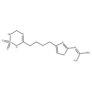 2-[4-[2-(1,1-dioxo-3,6-dihydro-2H-1,2,4,6-thiatriazin-5-yl)ethylsulfanylmethyl]-1,3-thiazol-2-yl]guanidine结构式