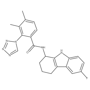 N-(6-fluoro-2,3,4,9-tetrahydro-1H-carbazol-1-yl)-3,4-dimethyl-2-(1H-tetrazol-1-yl)benzamide结构式