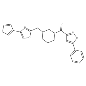 (5-(Pyridin-3-yl)isoxazol-3-yl)(3-((3-(thiophen-3-yl)-1,2,4-oxadiazol-5-yl)methyl)piperidin-1-yl)methanone Structure