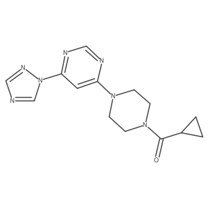 (4-(6-(1H-1,2,4-triazol-1-yl)pyrimidin-4-yl)piperazin-1-yl)(cyclopropyl)methanone结构式