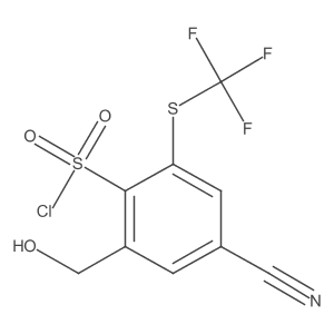 4-Cyano-2-(hydroxymethyl)-6-((trifluoromethyl)thio)benzene-1-sulfonyl chloride结构式