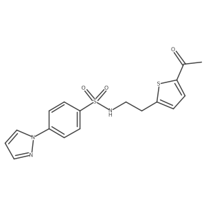 N-(2-(5-acetylthiophen-2-yl)ethyl)-4-(1H-pyrazol-1-yl)benzenesulfonamide结构式