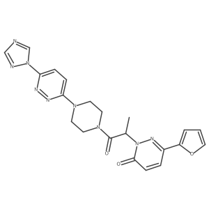 2-(1-(4-(6-(1H-1,2,4-triazol-1-yl)pyridazin-3-yl)piperazin-1-yl)-1-oxopropan-2-yl)-6-(furan-2-yl)pyridazin-3(2H)-one Structure