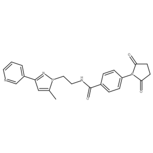 4-(2,5-dioxopyrrolidin-1-yl)-N-(2-(5-methyl-3-(pyridin-3-yl)-1H-pyrazol-1-yl)ethyl)benzamide结构式