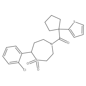(7-(2-Chlorophenyl)-1,1-dioxido-1,4-thiazepan-4-yl)(1-(thiophen-2-yl)cyclopentyl)methanone结构式