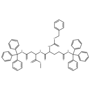 (S)-Methyl 2-((S)-2-(((benzyloxy)carbonyl)amino)-5-oxo-5-(tritylamino)pentanamido)-4-oxo-4-(tritylamino)butanoate结构式