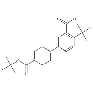 2-{4-[(Tert-butoxy)carbonyl]piperazin-1-yl}-5-(trifluoromethyl)pyridine-4-carboxylic acid Structure