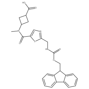 3-{N-methyl2-[({[(9H-fluoren-9-yl)methoxy]carbonyl}amino)methyl]-1,3-thiazole-5-amido}cyclobutane-1-carboxylic acid Structure