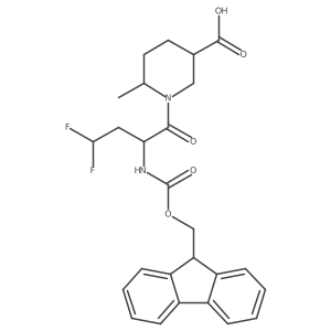 1-[2-({[(9H-fluoren-9-yl)methoxy]carbonyl}amino)-4,4-difluorobutanoyl]-6-methylpiperidine-3-carboxylic acid结构式