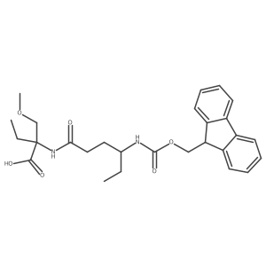 2-[4-({[(9H-fluoren-9-yl)methoxy]carbonyl}amino)hexanamido]-2-(methoxymethyl)butanoic acid结构式