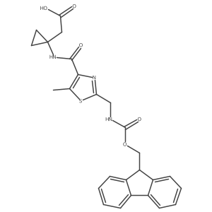 2-(1-{2-[({[(9H-fluoren-9-yl)methoxy]carbonyl}amino)methyl]-5-methyl-1,3-thiazole-4-amido}cyclopropyl)acetic acid结构式