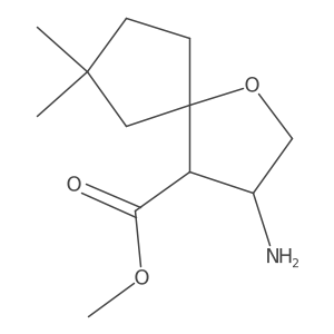 Methyl 3-amino-7,7-dimethyl-1-oxaspiro[4.4]nonane-4-carboxylate结构式
