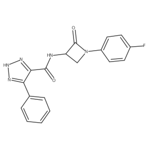 N-[1-(4-fluorophenyl)-2-oxoazetidin-3-yl]-5-phenyl-1H-1,2,3-triazole-4-carboxamide结构式