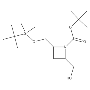 (2R,4S)-Tert-butyl 2-(((tert-butyldimethylsilyl)oxy)methyl)-4-(hydroxymethyl)azetidine-1-carboxylate结构式