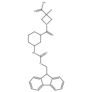 rac-1-[(1R,3S)-3-({[(9H-fluoren-9-yl)methoxy]carbonyl}amino)cyclohexanecarbonyl]-3-methylazetidine-3-carboxylic acid Structure
