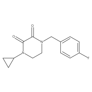 1-Cyclopropyl-4-[(4-fluorophenyl)methyl]piperazine-2,3-dione结构式