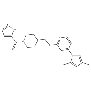 4-(3,5-dimethyl-1H-pyrazol-1-yl)-6-{[1-(1H-pyrazole-3-carbonyl)piperidin-4-yl]methoxy}pyrimidine Structure