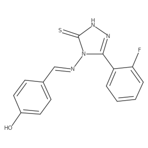 4-(((3-(2-Fluorophenyl)-5-mercapto-4H-1,2,4-triazol-4-yl)imino)methyl)phenol Structure