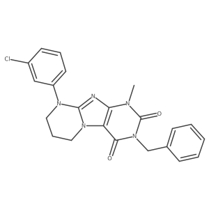 3-benzyl-9-(3-chlorophenyl)-1-methyl-6,7,8,9-tetrahydropyrimido[2,1-f]purine-2,4(1H,3H)-dione结构式