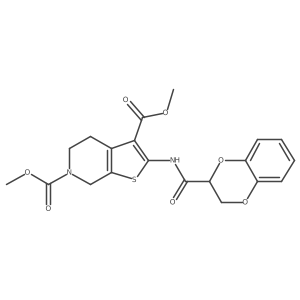 dimethyl 2-(2,3-dihydrobenzo[b][1,4]dioxine-2-carboxamido)-4,5-dihydrothieno[2,3-c]pyridine-3,6(7H)-dicarboxylate Structure