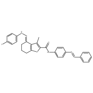 2-Benzofurancarboxamide, 4-[2-(4-fluorophenyl)hydrazinylidene]-4,5,6,7-tetrahydro-3-methyl-N-[4-(2-phenyldiazenyl)phenyl]- Structure