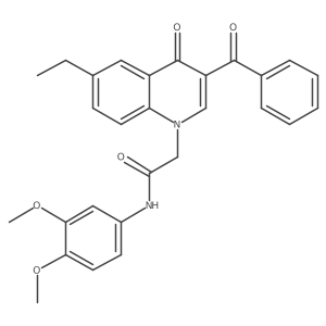 2-(3-benzoyl-6-ethyl-4-oxoquinolin-1(4H)-yl)-N-(3,4-dimethoxyphenyl)acetamide结构式