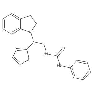 1-(2-(Indolin-1-yl)-2-(thiophen-2-yl)ethyl)-3-phenylurea结构式