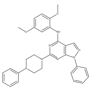 N-(2,5-dimethoxyphenyl)-1-phenyl-6-(4-phenylpiperazin-1-yl)-1H-pyrazolo[3,4-d]pyrimidin-4-amine Structure