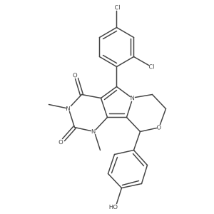 8-(2,4-Dichlorophenyl)-13-(4-hydroxyphenyl)-3,5-dimethyl-12-oxa-3,5,9-triazatricyclo[7.4.0.02,7]trideca-1,7-diene-4,6-dione Structure