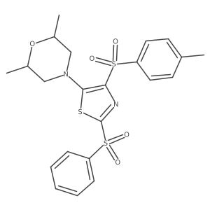 2,6-Dimethyl-4-(2-(phenylsulfonyl)-4-tosylthiazol-5-yl)morpholine结构式