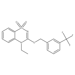 4-ethyl-3-((3-(trifluoromethyl)benzyl)thio)-4H-benzo[e][1,2,4]thiadiazine 1,1-dioxide结构式