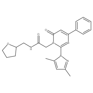 2-(2-(3,5-dimethyl-1H-pyrazol-1-yl)-6-oxo-4-phenylpyrimidin-1(6H)-yl)-N-((tetrahydrofuran-2-yl)methyl)acetamide Structure