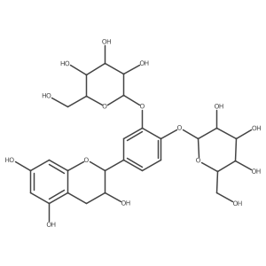 (2R,3S)-2-[3,4-bis[[(2S,3R,4S,5S,6R)-3,4,5-trihydroxy-6-(hydroxymethyl)oxan-2-yl]oxy]phenyl]-3,4-dihydro-2H-chromene-3,5,7-triol结构式