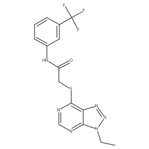 2-((3-ethyl-3H-[1,2,3]triazolo[4,5-d]pyrimidin-7-yl)thio)-N-(3-(trifluoromethyl)phenyl)acetamide结构式